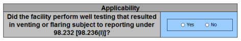 Image of applicability table for 2016-2023 Well Testing
